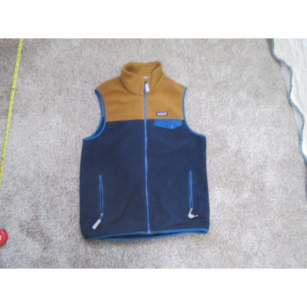 Patagonia Mens M Lightweight Synchilla Snap-T Fleece Vest Brown Blue